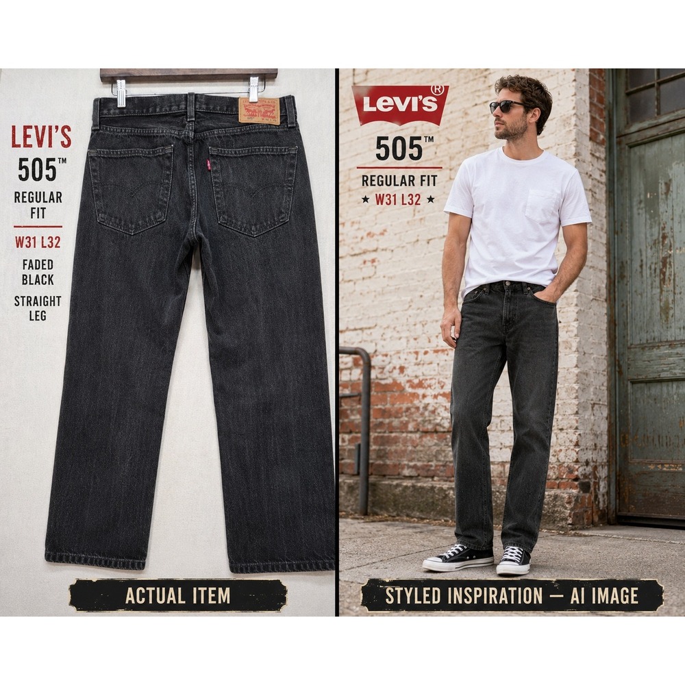 Levi's Black Denim Straight Leg Mens Jeans (May 1999) Sz31x32